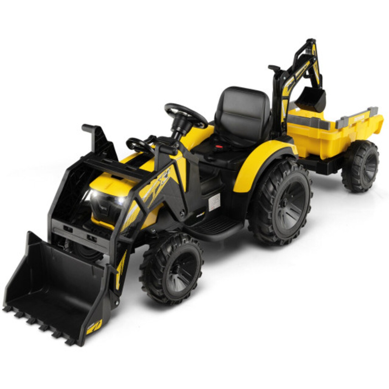 Steel Electric Excavator with RC, 3-in-1 Function, Music and Safety Features for Kids